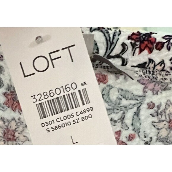 LOFT Bloom Smocked Square Neck Top, Size L stretch floral $59 - Picture 6 of 9